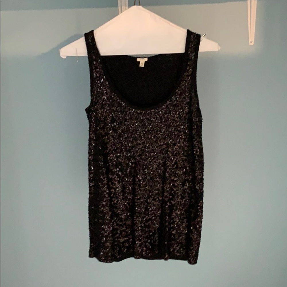 Gorgeous, Black front and back sequined tank top.